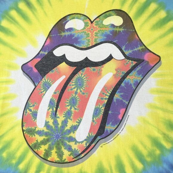 Vintage Rolling Stones Shirt Mens XL Tie Dye 90s Fractal 1994 Tour Concert Tee - Picture 3 of 12